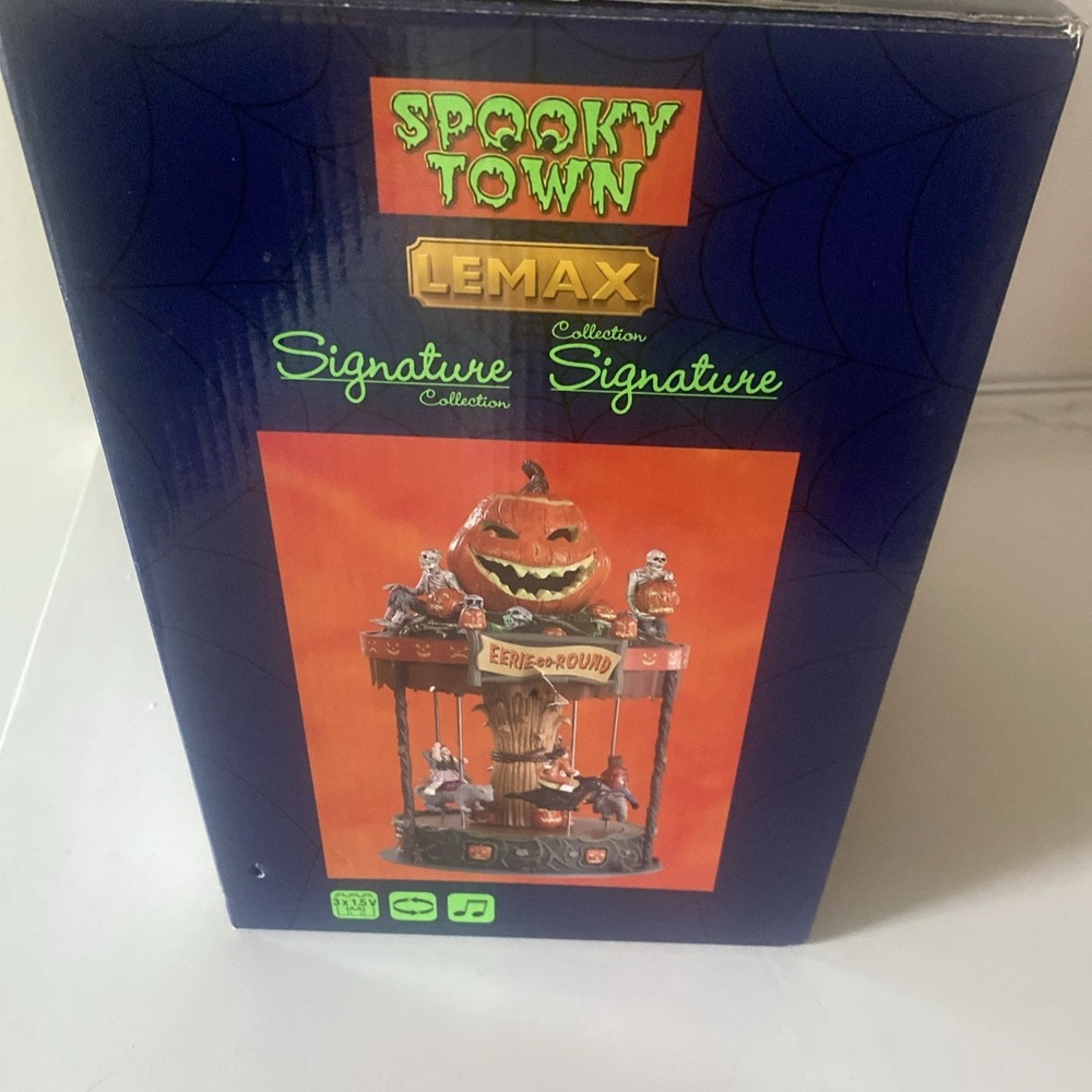 Lemax Spooky Town EERIE GO ROUND Ride Carnival Halloween Animated Lights - Picture 6 of 16